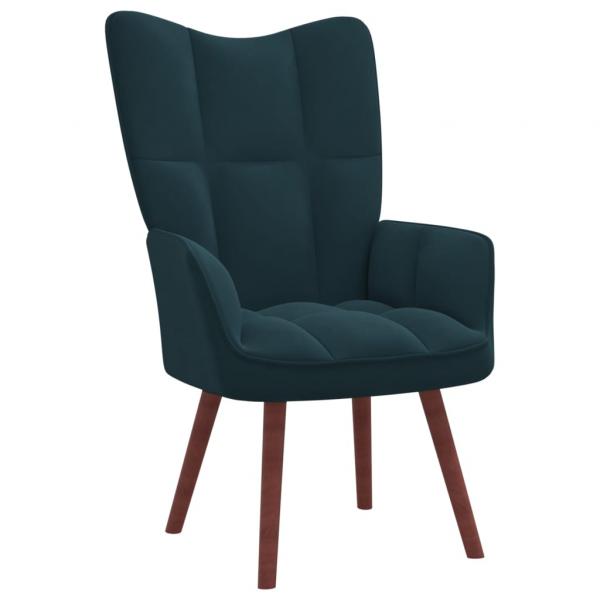 Relaxsessel mit Hocker Blau Samt