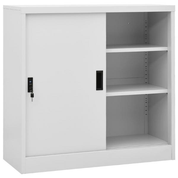 ARDEBO.de - Büroschrank mit Schiebetür Hellgrau 90x40x90 cm Stahl 