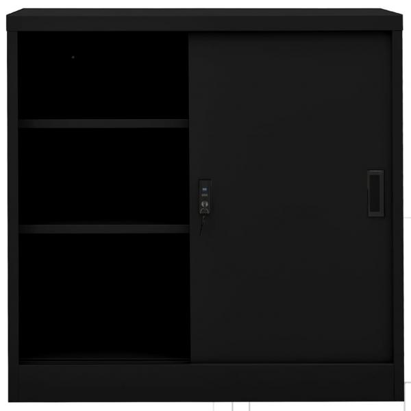 Büroschrank mit Schiebetür Schwarz 90x40x90 cm Stahl 