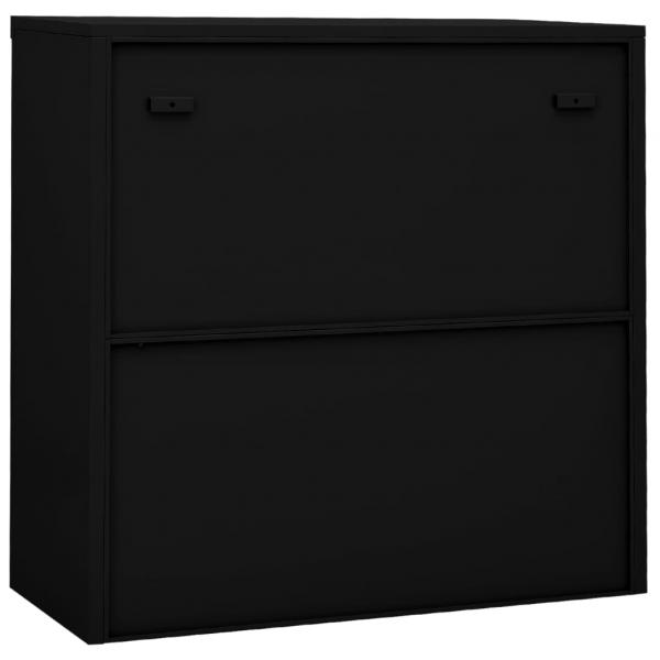 Büroschrank mit Schiebetür Schwarz 90x40x90 cm Stahl 