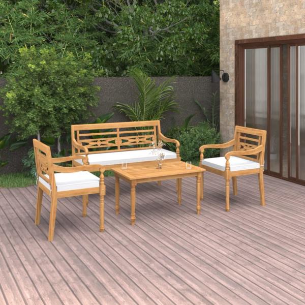 ARDEBO.de - 4-tlg. Garten-Lounge-Set mit Kissen Massivholz Teak