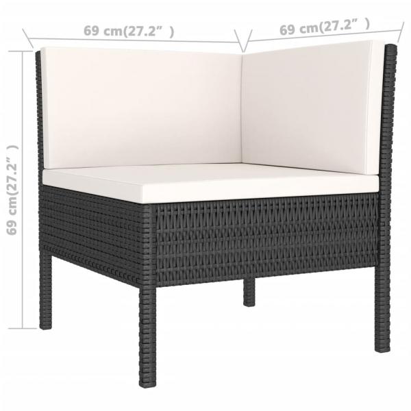 5-tlg. Garten-Lounge-Set mit Auflagen Poly Rattan Schwarz