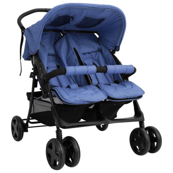 ARDEBO.de - Zwillingskinderwagen Marineblau Stahl