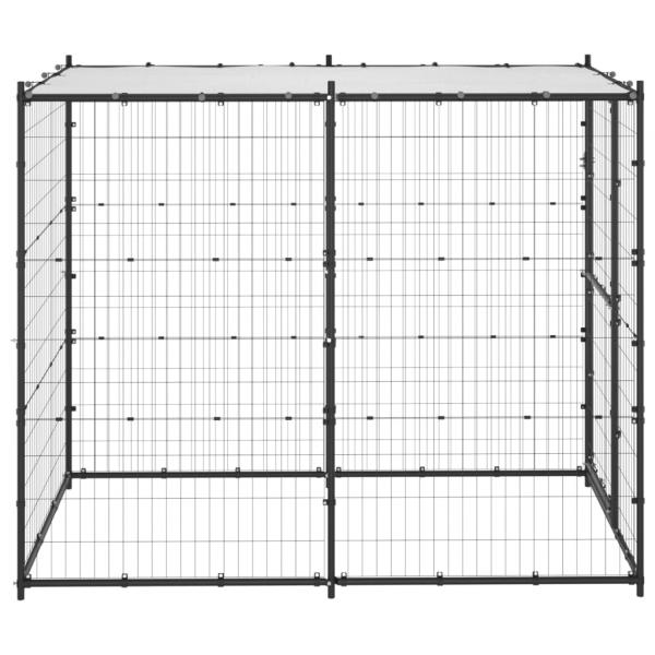 Outdoor-Hundezwinger Stahl mit Überdachung 110x220x180 cm