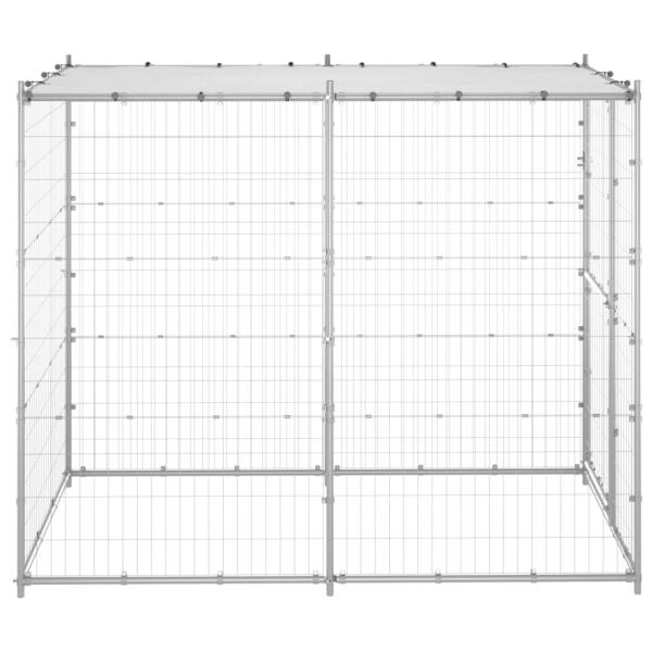 Outdoor-Hundezwinger mit Dach Verzinkter Stahl 110x220x180 cm