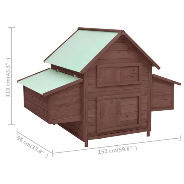 Hühnerstall Mokka und Weiß 152x96x110 cm Massivholz Tanne