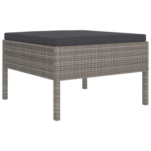 13-tlg. Garten-Lounge-Set mit Auflagen Poly Rattan Grau