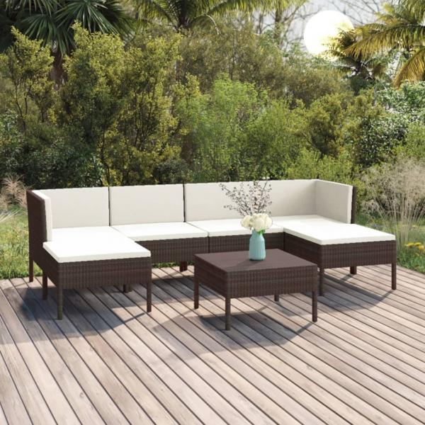 ARDEBO.de - 7-tlg. Garten-Lounge-Set mit Auflagen Poly Rattan Braun