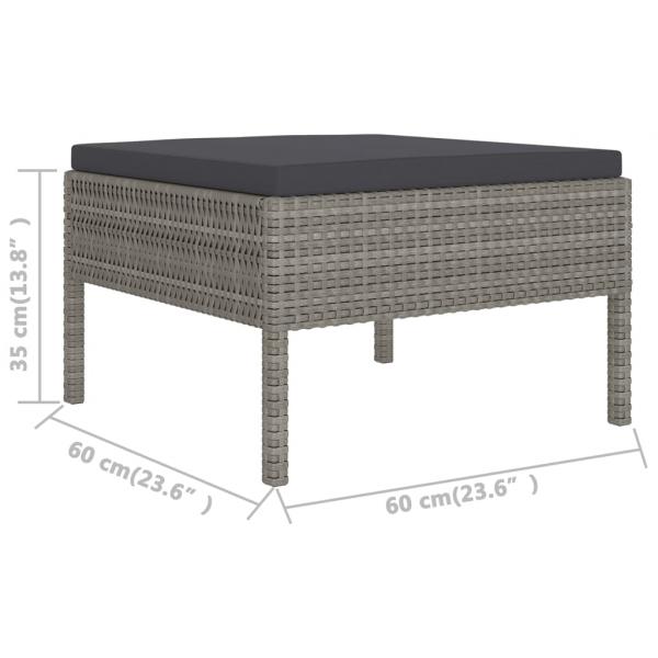 7-tlg. Garten-Lounge-Set mit Auflagen Poly Rattan Grau