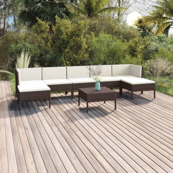 ARDEBO.de - 8-tlg. Garten-Lounge-Set mit Auflagen Poly Rattan Braun