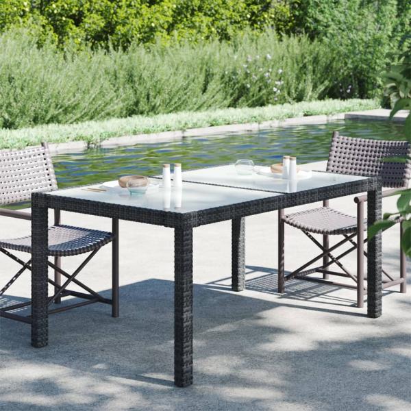 ARDEBO.de - Gartentisch 150x90x75 cm Gehärtetes Glas Poly Rattan Schwarz