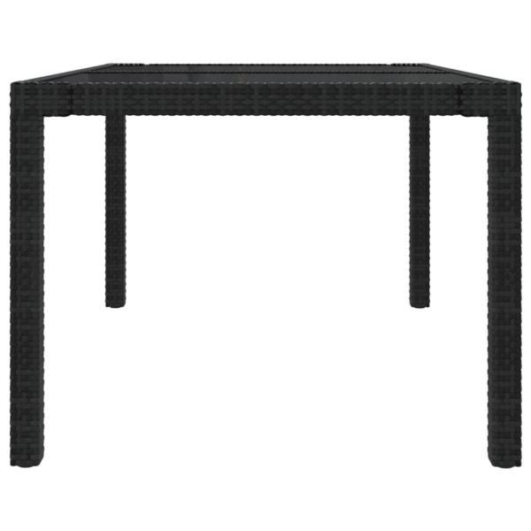 Gartentisch 150x90x75 cm Gehärtetes Glas Poly Rattan Schwarz