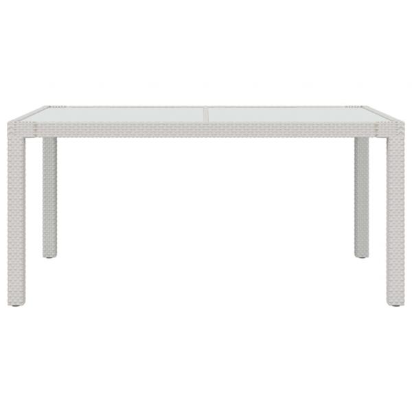 Gartentisch 150x90x75 cm Gehärtetes Glas Poly Rattan Weiß