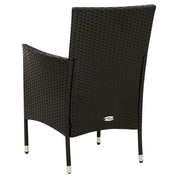 Gartenstühle mit Kissen 2 Stk. Poly Rattan Schwarz