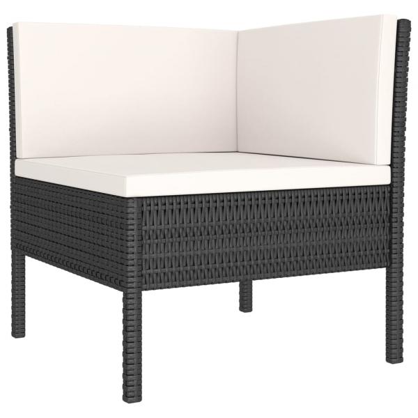 6-tlg. Garten-Lounge-Set mit Auflagen Poly Rattan Schwarz 