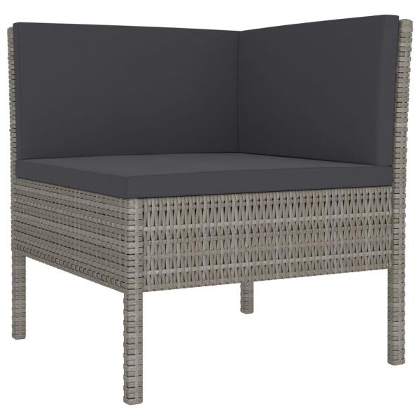 6-tlg. Garten-Lounge-Set mit Auflagen Poly Rattan Grau