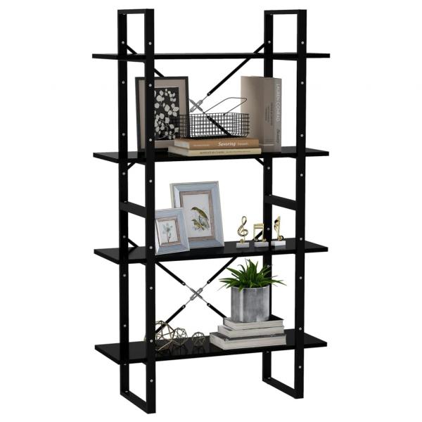 Bücherregal 4 Fächer Schwarz 80x30x140 cm Holzwerkstoff