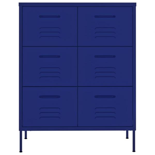 Schubladenschrank Marineblau 80x35x101,5 cm Stahl    