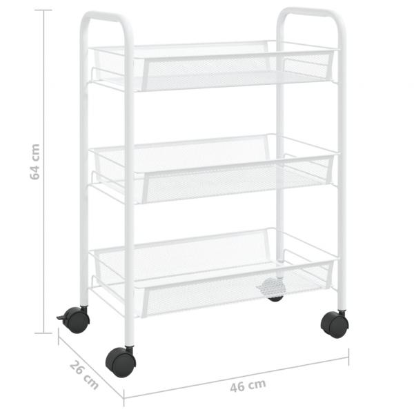 Küchenwagen 3 Etagen Weiß 46x26x64 cm Eisen  