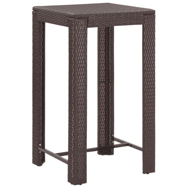 5-tlg. Gartenbar-Set mit Kissen Poly Rattan Braun