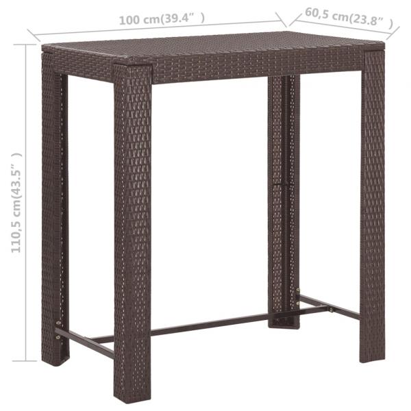 5-tlg. Gartenbar-Set mit Kissen Poly Rattan Braun