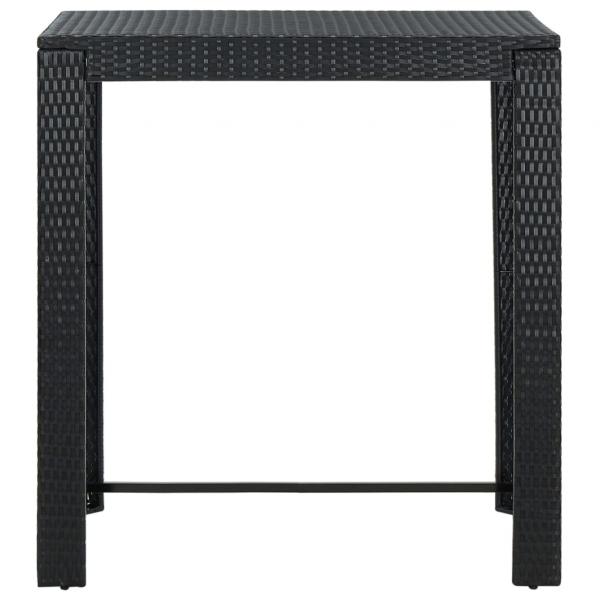 5-tlg. Gartenbar-Set mit Kissen Poly Rattan Schwarz