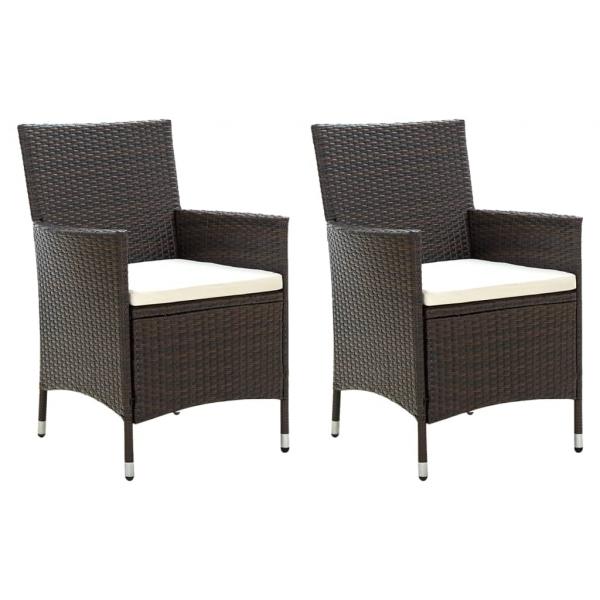 ARDEBO.de - Gartenstühle mit Sitzpolster 2 Stk. Poly Rattan Braun