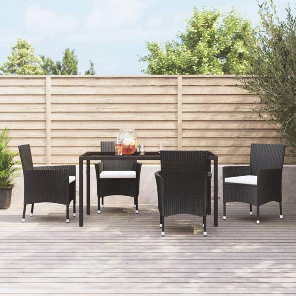 ARDEBO.de - Gartenstühle mit Kissen 4 Stk. Poly Rattan Schwarz