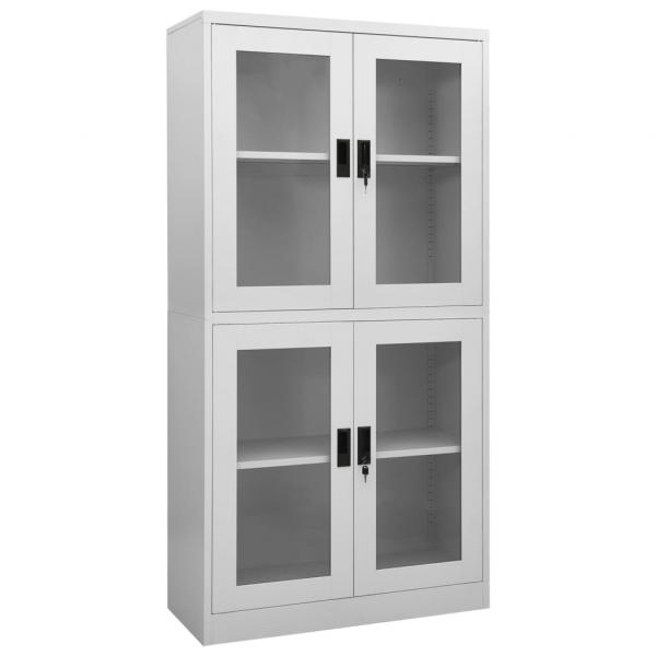 ARDEBO.de - Büroschrank Hellgrau 90x40x180 cm Stahl und Gehärtetes Glas