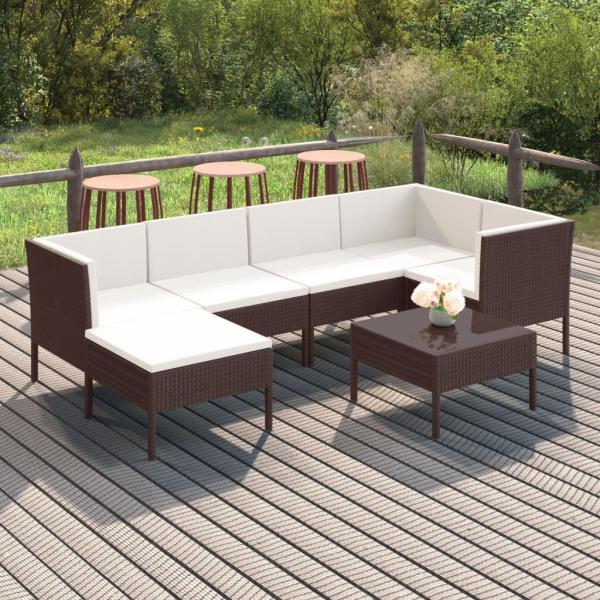 ARDEBO.de - 7-tlg. Garten-Lounge-Set mit Auflagen Poly Rattan Braun