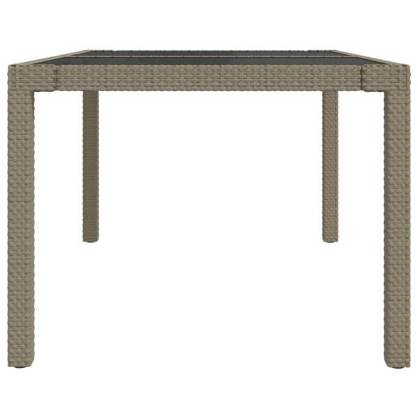 Gartentisch 150x90x75 cm Gehärtetes Glas Poly Rattan Beige