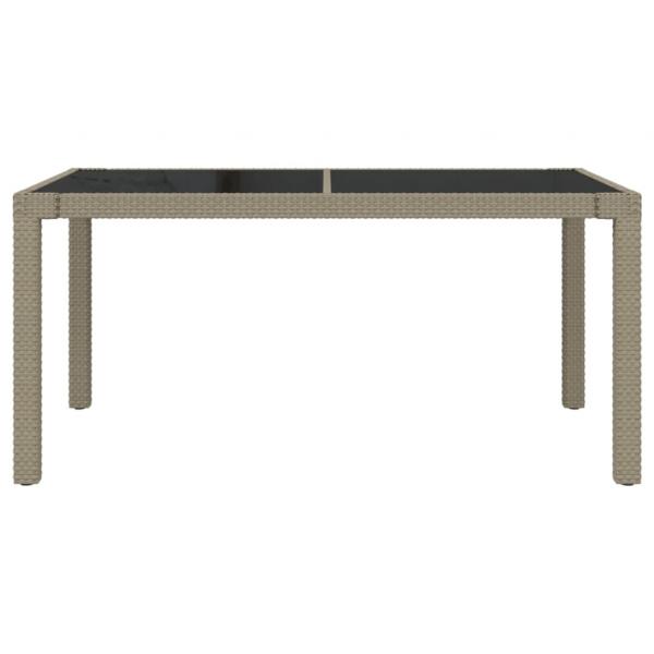 Gartentisch 150x90x75 cm Gehärtetes Glas Poly Rattan Beige