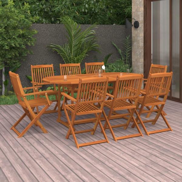 ARDEBO.de - 9-tlg. Garten-Essgruppe 180x90x75 cm Massivholz Akazie