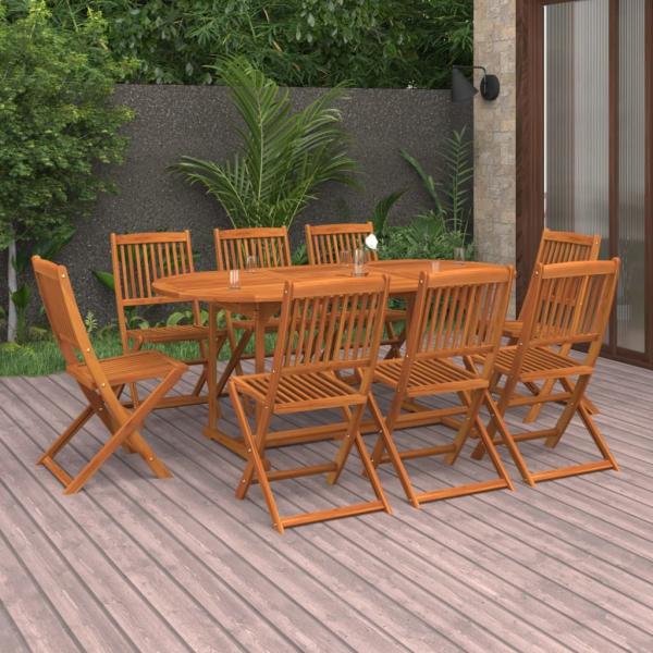 ARDEBO.de - 9-tlg. Garten-Essgruppe 180x90x75 cm Massivholz Akazie