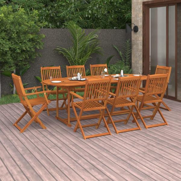 ARDEBO.de - 9-tlg. Garten-Essgruppe 220x90x75 cm Massivholz Akazie