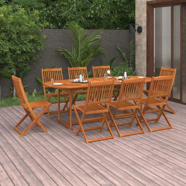 ARDEBO.de - 9-tlg. Garten-Essgruppe 220x90x75 cm Massivholz Akazie