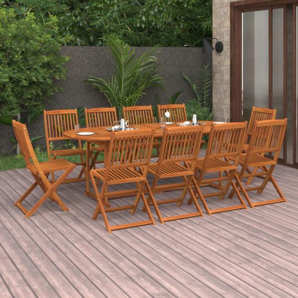 ARDEBO.de - 11-tlg. Garten-Essgruppe 220x90x75 cm Massivholz Akazie