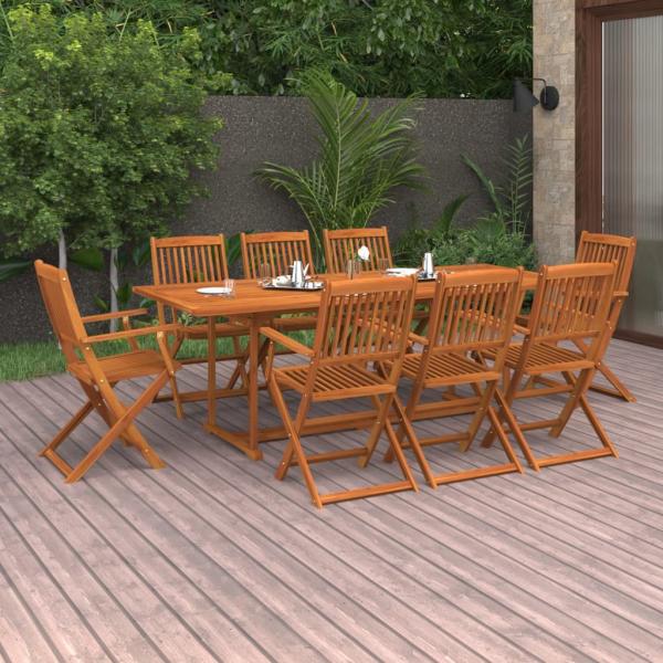 ARDEBO.de - 9-tlg. Garten-Essgruppe 220x90x75 cm Massivholz Akazie