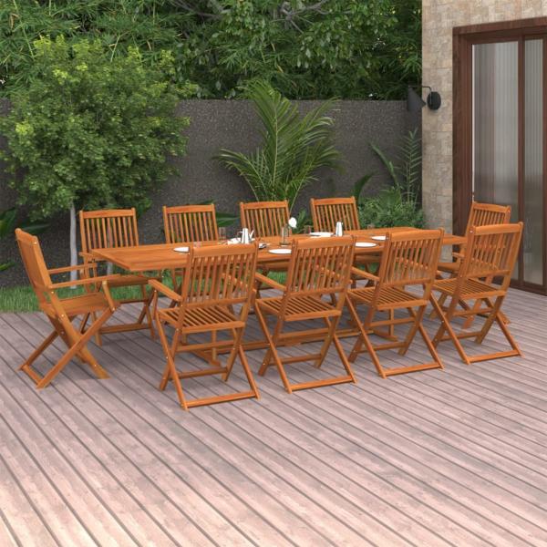 ARDEBO.de - 11-tlg. Garten-Essgruppe 280x90x75 cm Massivholz Akazie