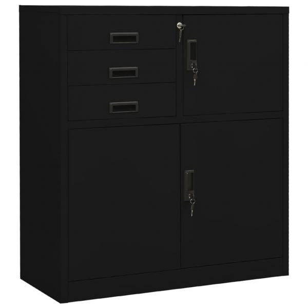 ARDEBO.de - Büroschrank Schwarz 90x40x102 cm Stahl