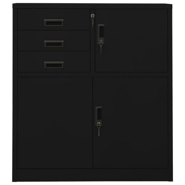 Büroschrank Schwarz 90x40x102 cm Stahl