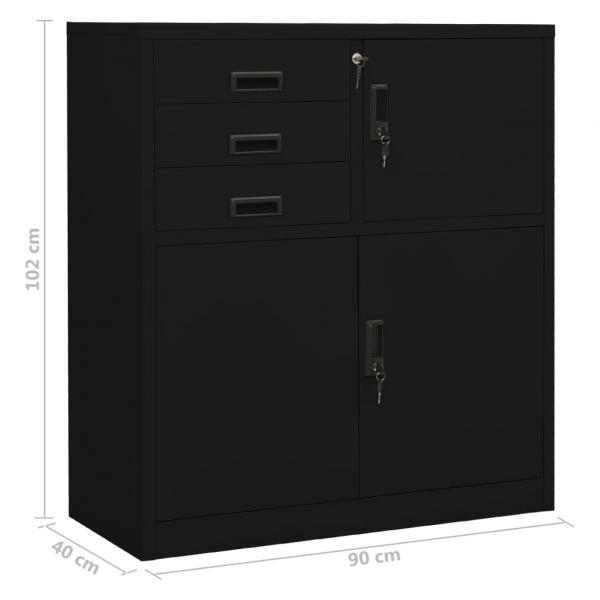 Büroschrank Schwarz 90x40x102 cm Stahl