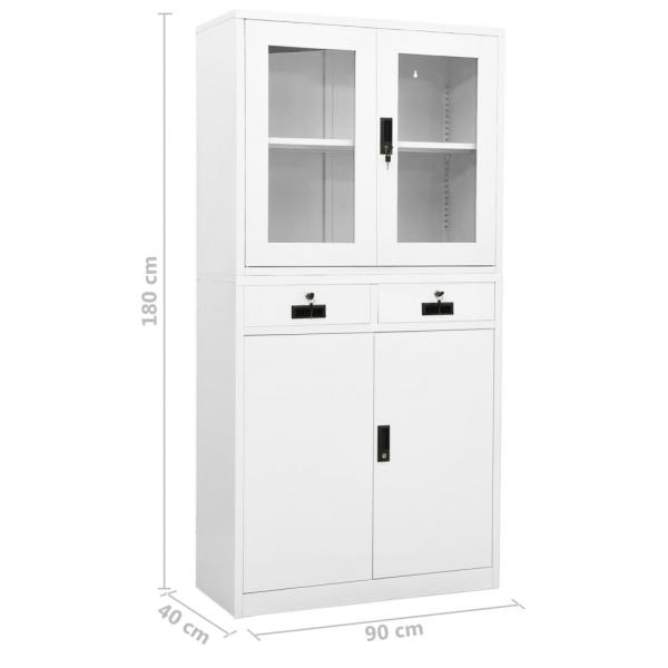 Büroschrank Weiß 90x40x180 cm Stahl und Hartglas