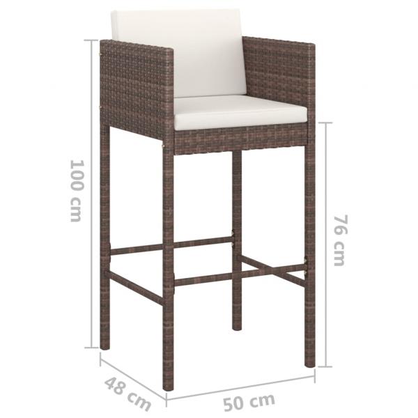 5-tlg. Gartenbar-Set mit Kissen Poly Rattan Braun