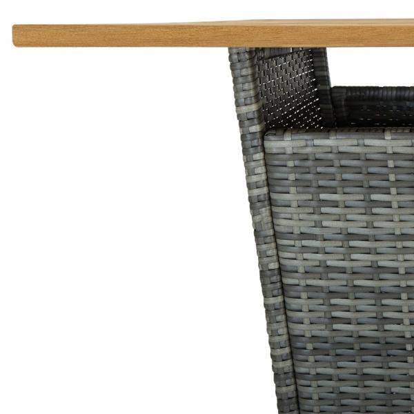 3-tlg. Gartenbar-Set mit Kissen Poly Rattan Grau