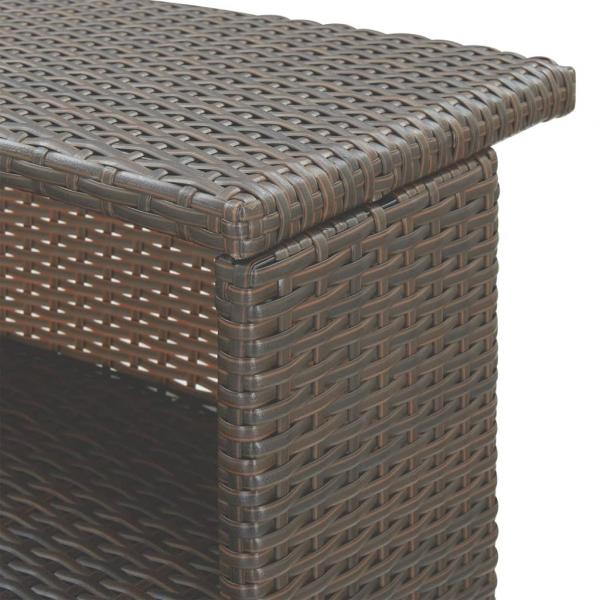 3-tlg. Gartenbar-Set mit Kissen Poly Rattan Braun