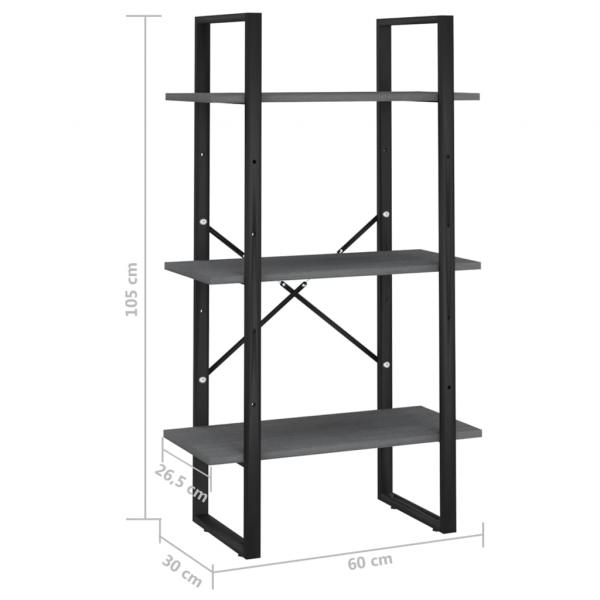 Standregal Grau 60x30x105 cm Massivholz Kiefer