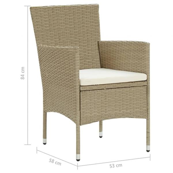 5-tlg. Garten-Essgruppe mit Kissen Poly Rattan Beige