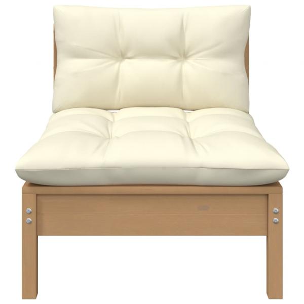 Gartensofa 2-Sitzer mit Creme Kissen Massivholz Kiefer