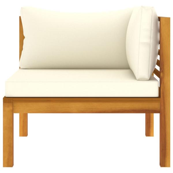 2-Sitzer-Gartensofa mit Creme Kissen Massivholz Akazie